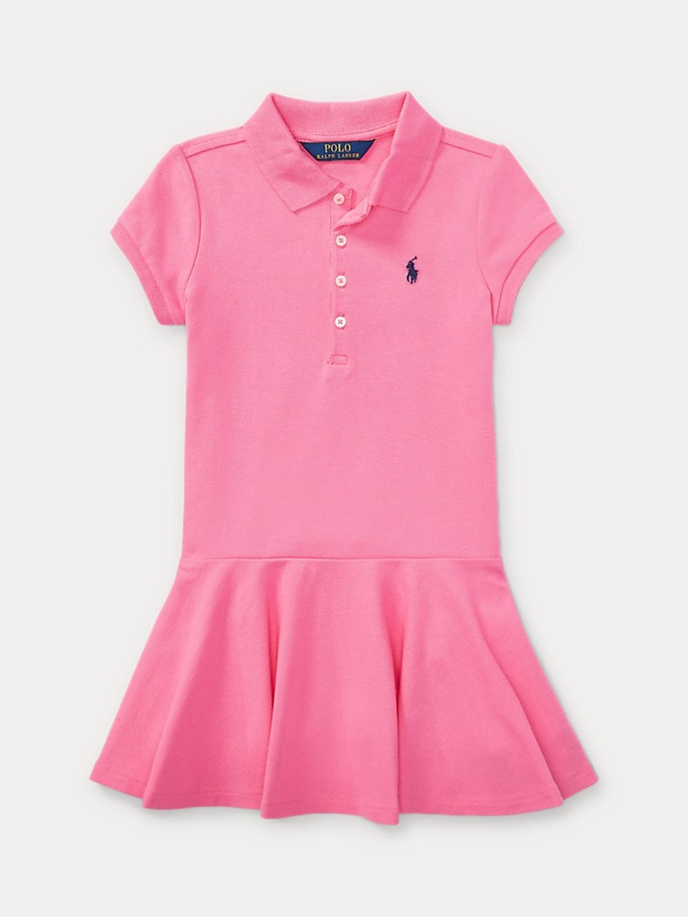 Ralph Lauren Kids Bright Pink Polo Dress with Embroidered Logo